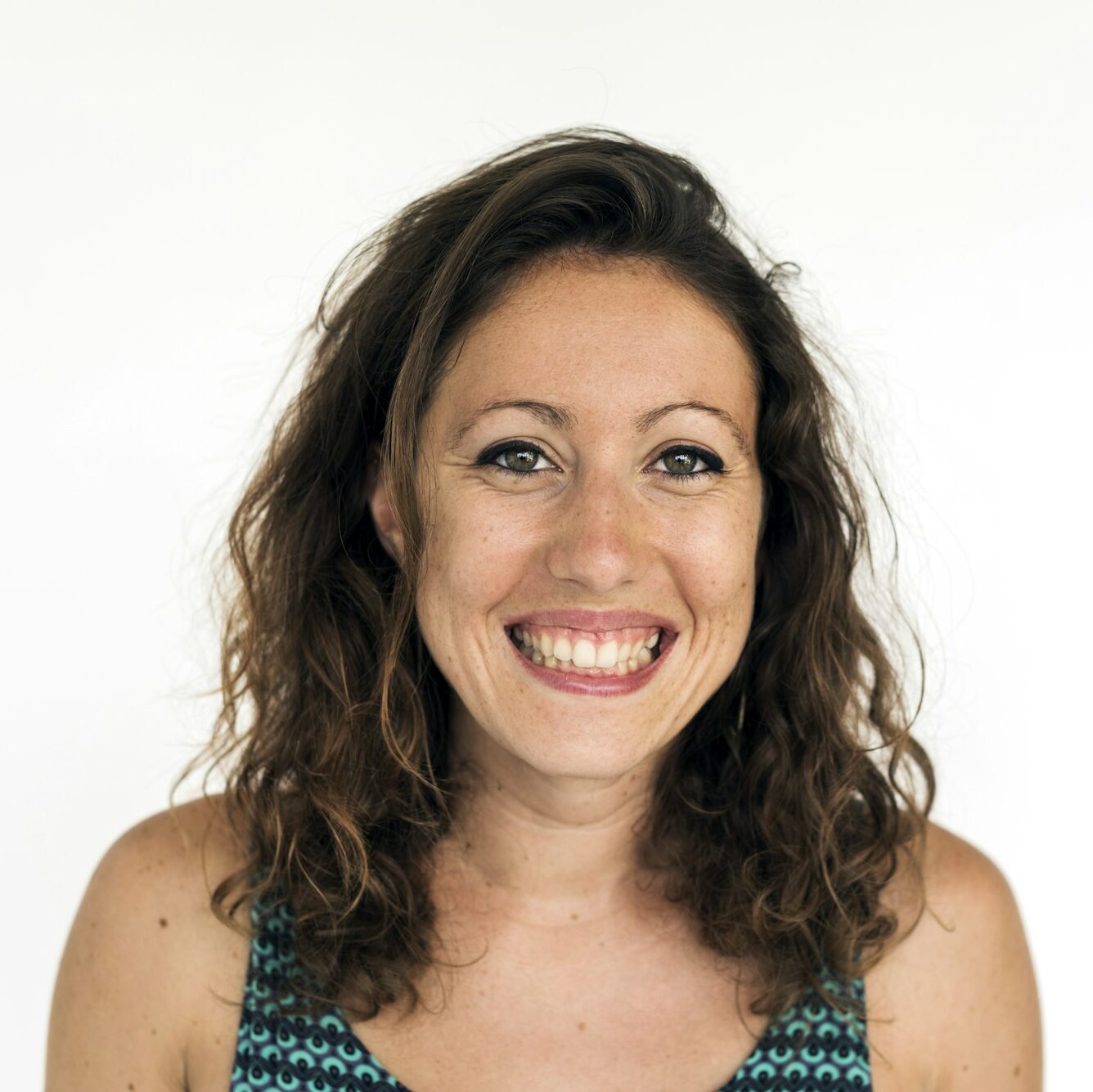 Caucasian woman smiling face expression headshot portrait