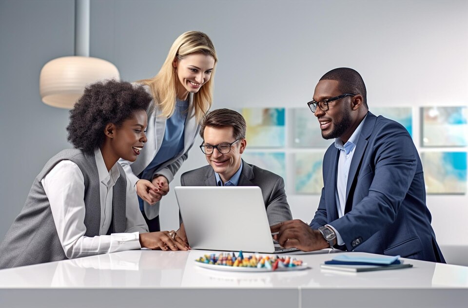 [freepicdownloader.com]-group-people-are-working-laptop-one-them-is-wearing-suit-large